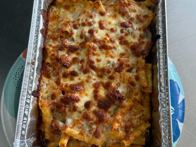 Baked Ziti Bolognese.